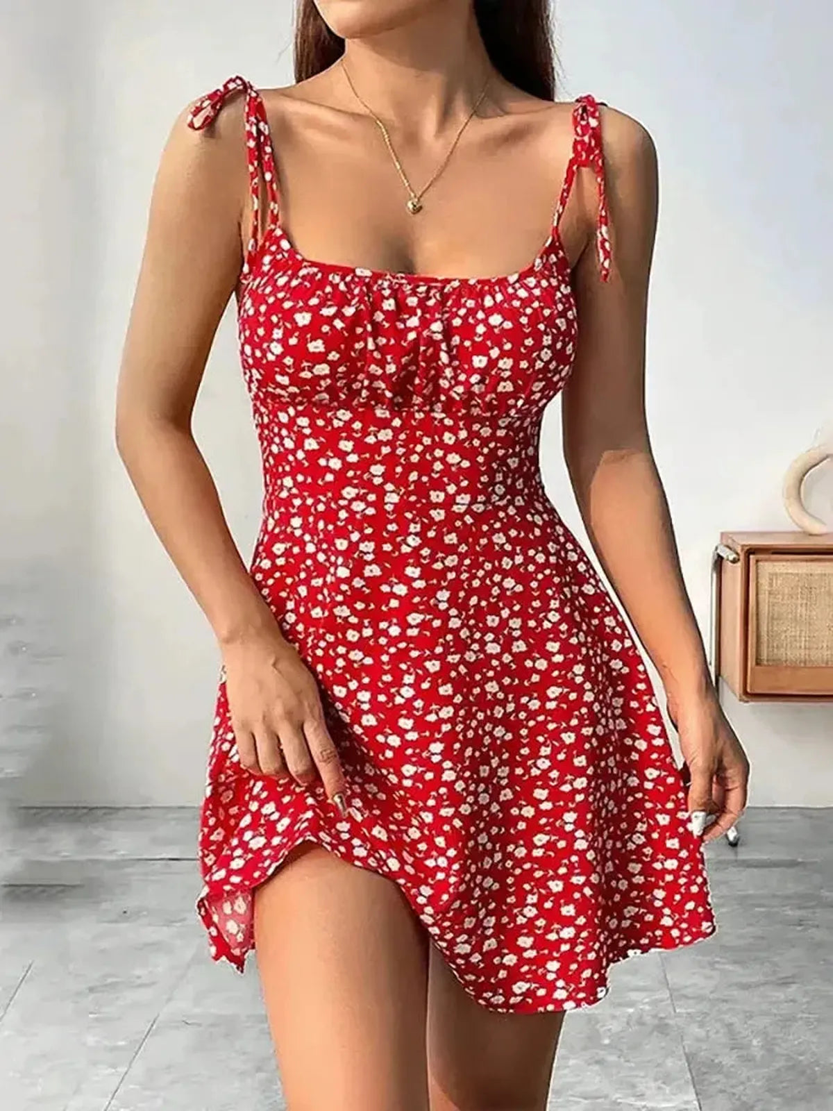 Robe Courte Fleurie Bretelles-Saylana