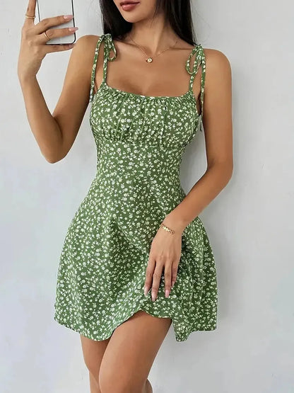 Robe Courte Fleurie Bretelles-Saylana