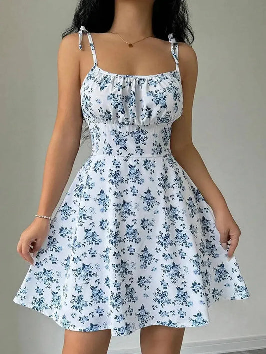 Robe Courte Fleurie Bretelles-Saylana