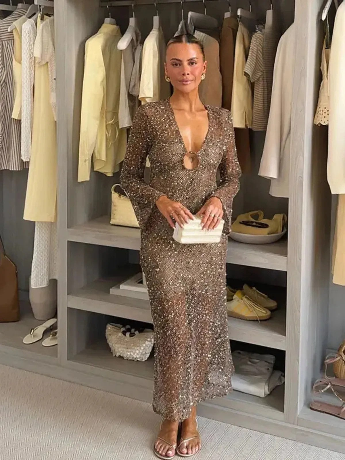 Robe Été Femme Élégante à Paillettes-Saylana