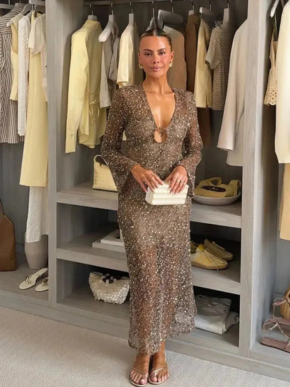 Robe Été Femme Élégante à Paillettes-Saylana