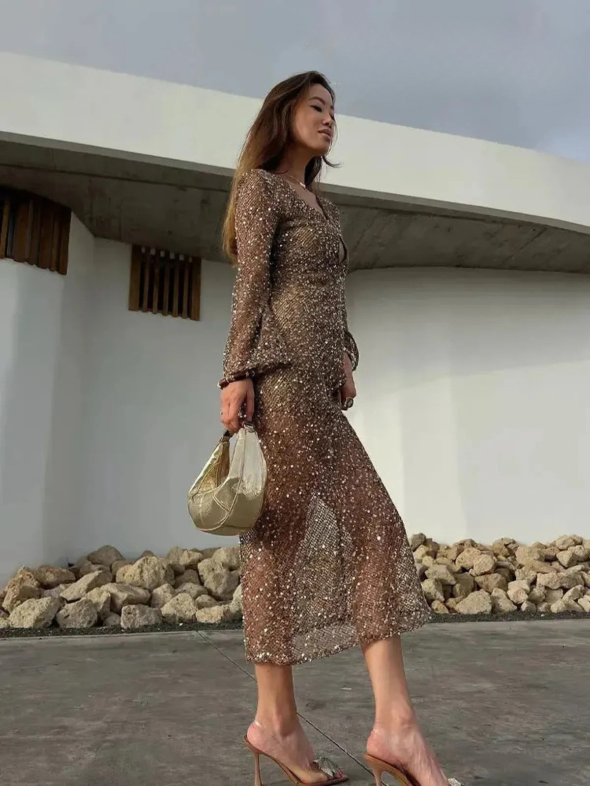 Robe Été Femme Élégante à Paillettes-Saylana