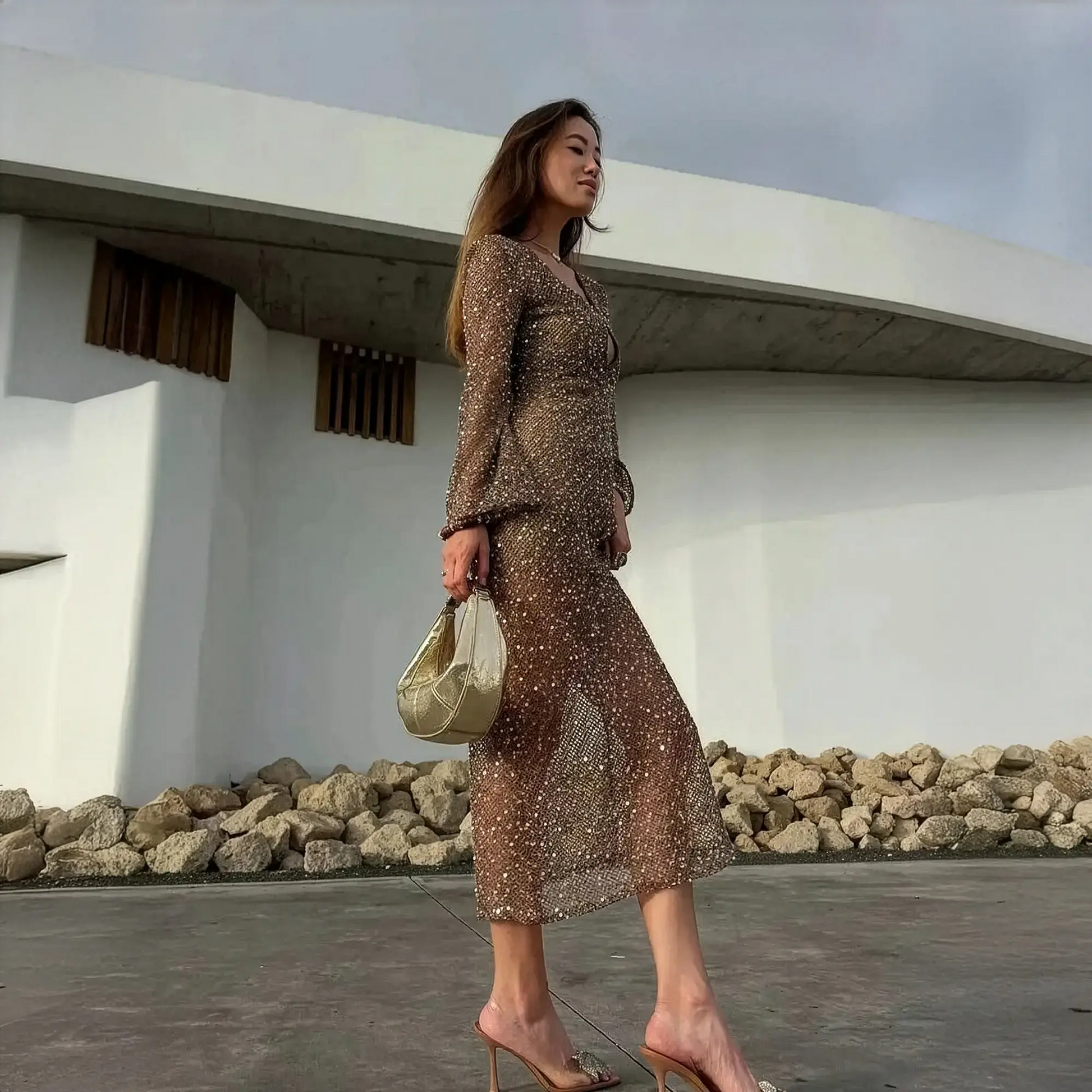 Robe Été Femme Élégante à Paillettes Saylana