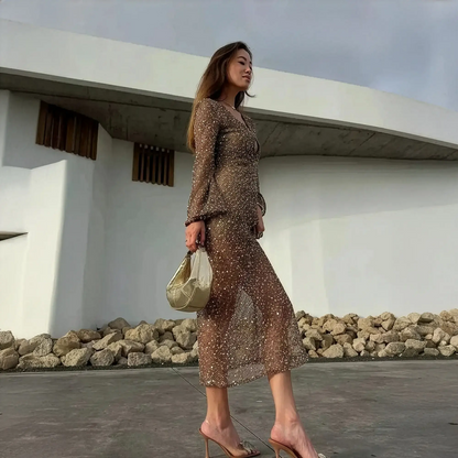 Robe Été Femme Élégante à Paillettes Saylana