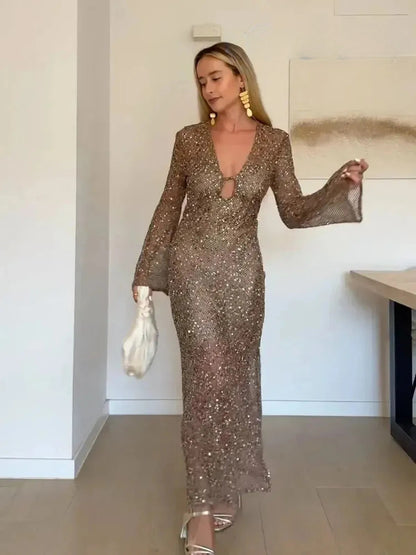 Robe Été Femme Élégante à Paillettes-Saylana