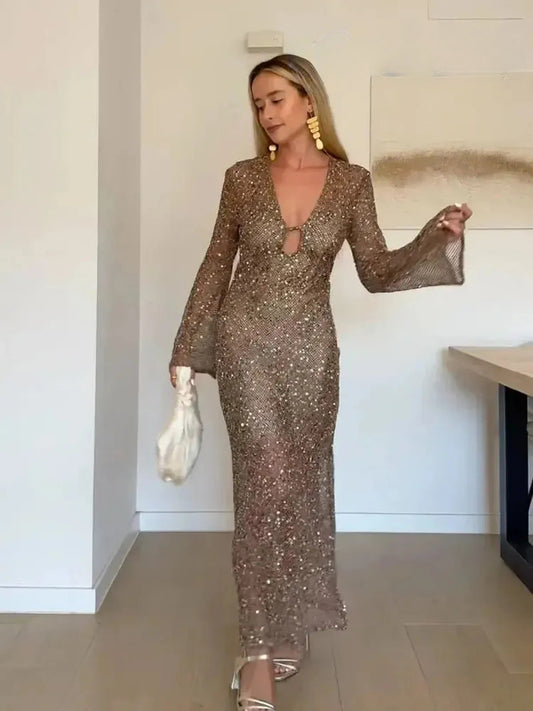 Robe Été Femme Élégante à Paillettes-Saylana
