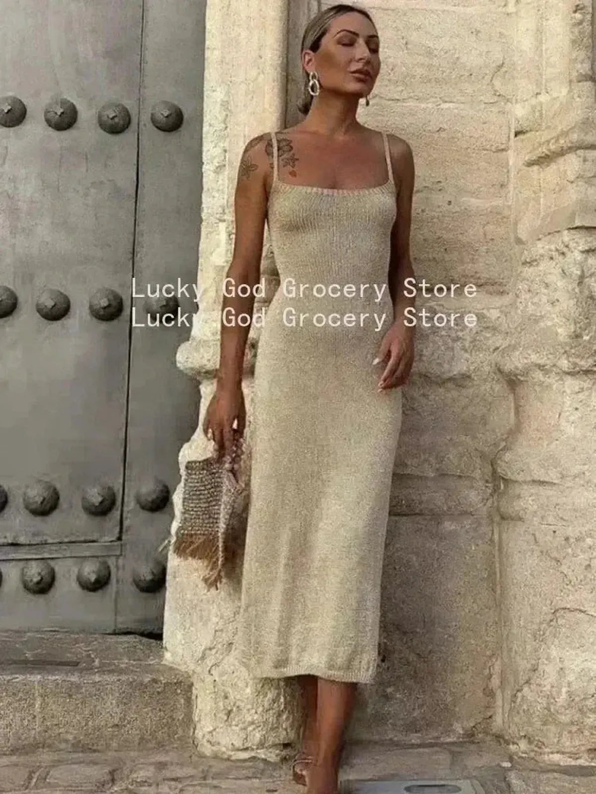 Robe Fendue Dos Nu Moulante-Saylana