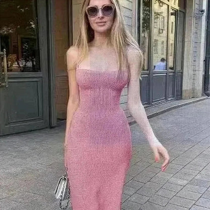 Robe Fendue Dos Nu Moulante - Saylana