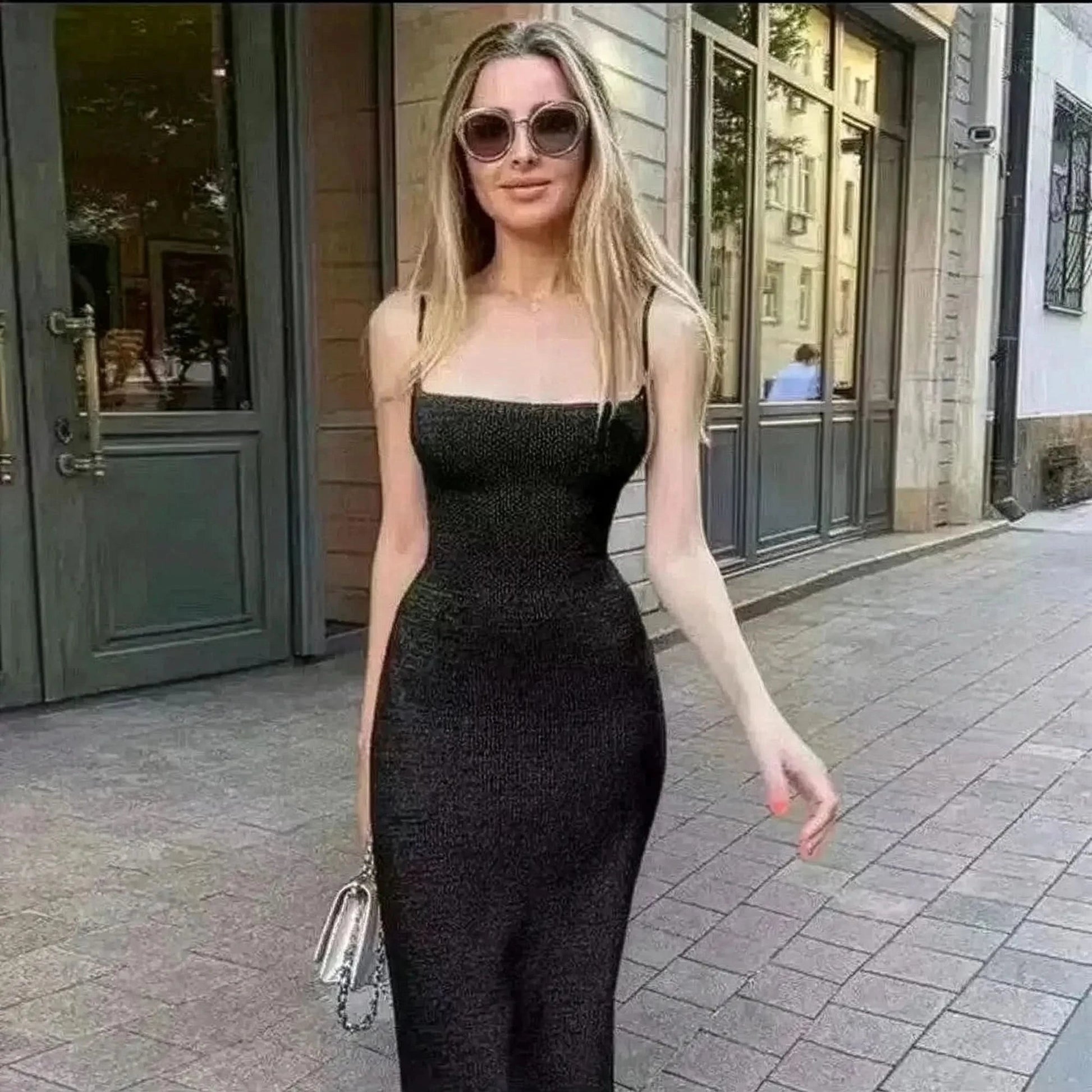 Robe Fendue Dos Nu Moulante - Saylana