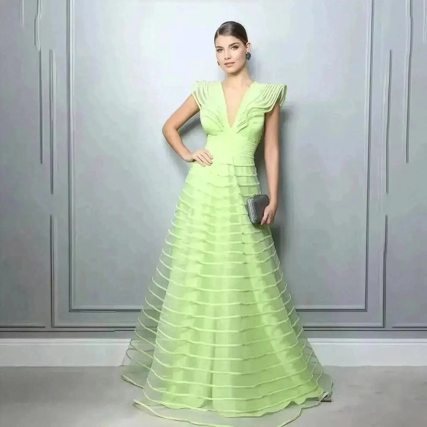 Robe Fuchsia A - Line Décolleté V - Saylana