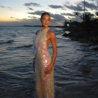 Robe Longue Brillante : Look Plage Chic-Saylana