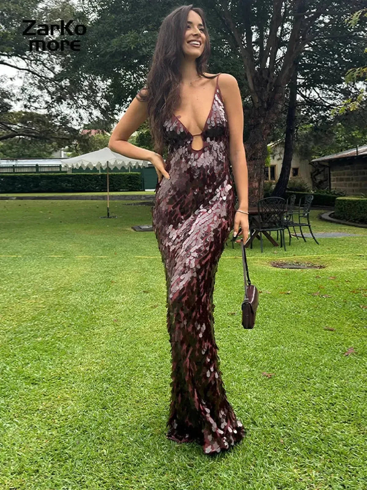 Robe Longue Pailletée Dos Nu-Saylana