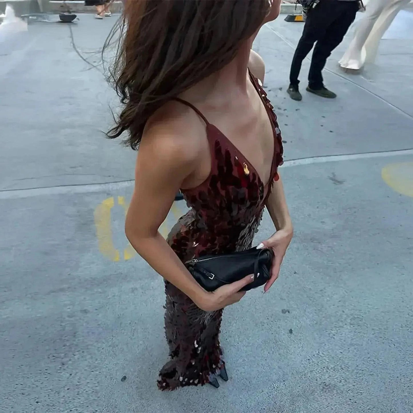 Robe Longue Pailletée Dos Nu - Saylana