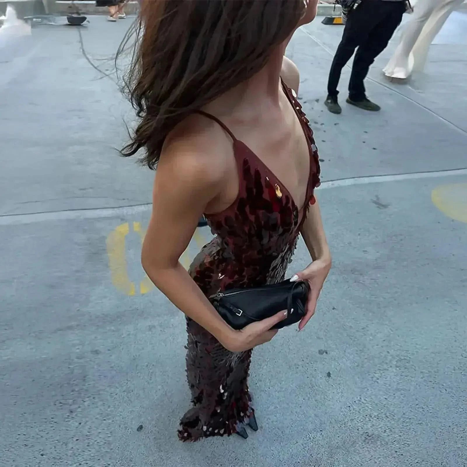 Robe Longue Pailletée Dos Nu - Saylana