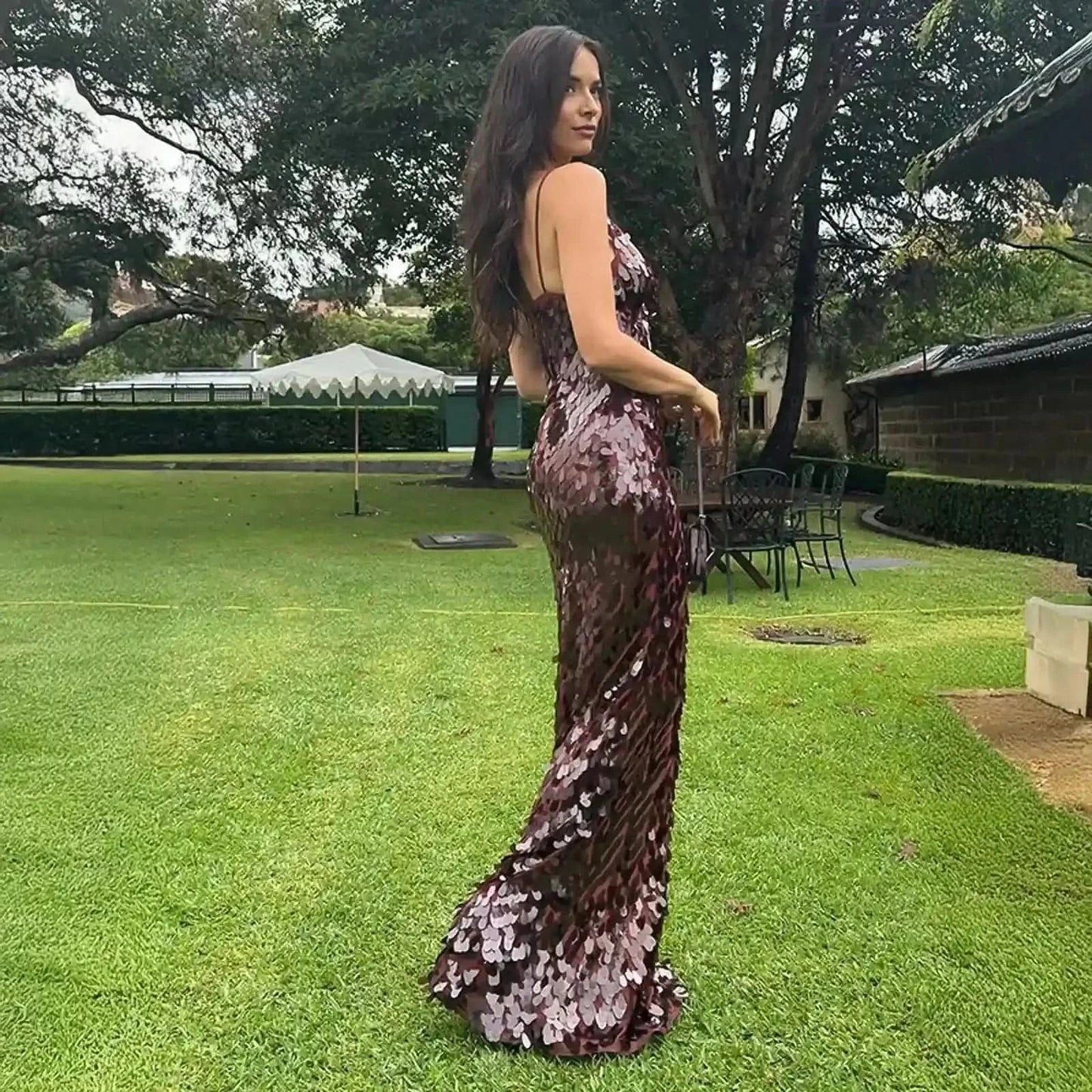 Robe Longue Pailletée Dos Nu - Saylana