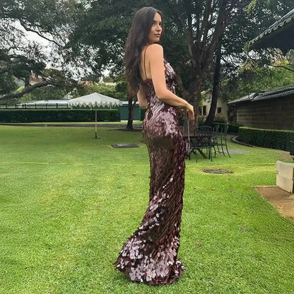 Robe Longue Pailletée Dos Nu - Saylana