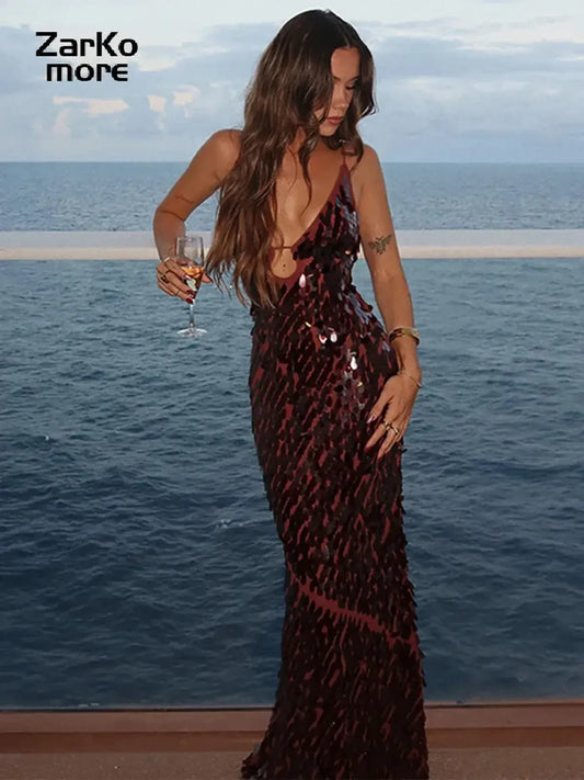 Robe Longue Pailletée Dos Nu-Saylana