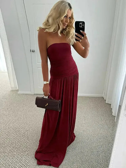 Robe Longue Plissée Dos Nu-Saylana