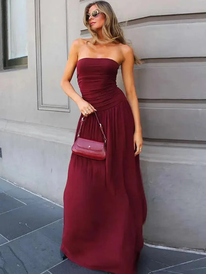 Robe Longue Plissée Dos Nu-Saylana