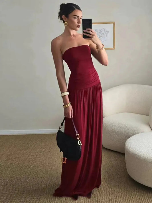 Robe Longue Plissée Dos Nu-Saylana