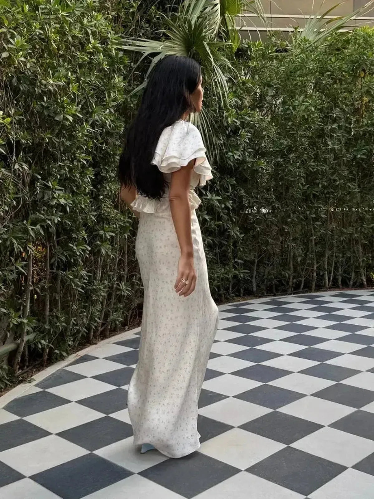 Robe Longue Plissée Imprimée-Saylana