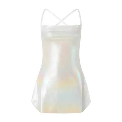 Robe Pailletée Dos Nu à Bretelles Fines-Saylana