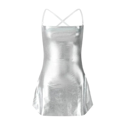 Robe Pailletée Dos Nu à Bretelles Fines-Saylana