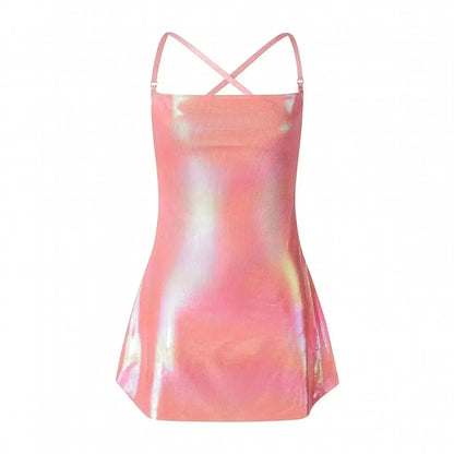 Robe Pailletée Dos Nu à Bretelles Fines - Saylana