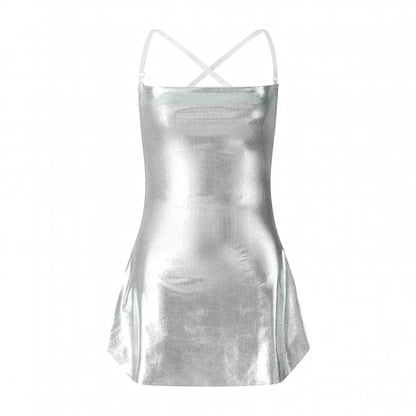 Robe Pailletée Dos Nu à Bretelles Fines - Saylana