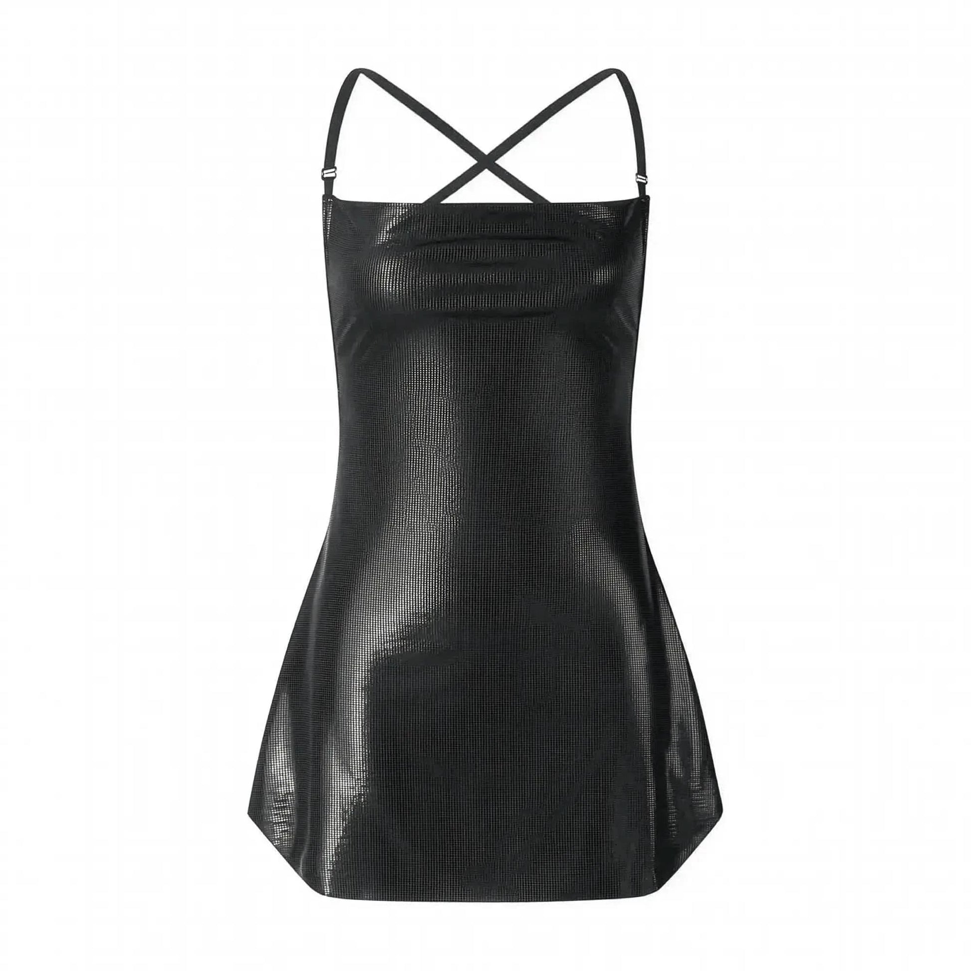 Robe Pailletée Dos Nu à Bretelles Fines - Saylana