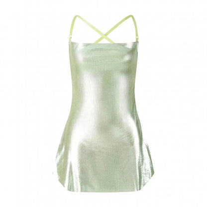 Robe Pailletée Dos Nu à Bretelles Fines - Saylana