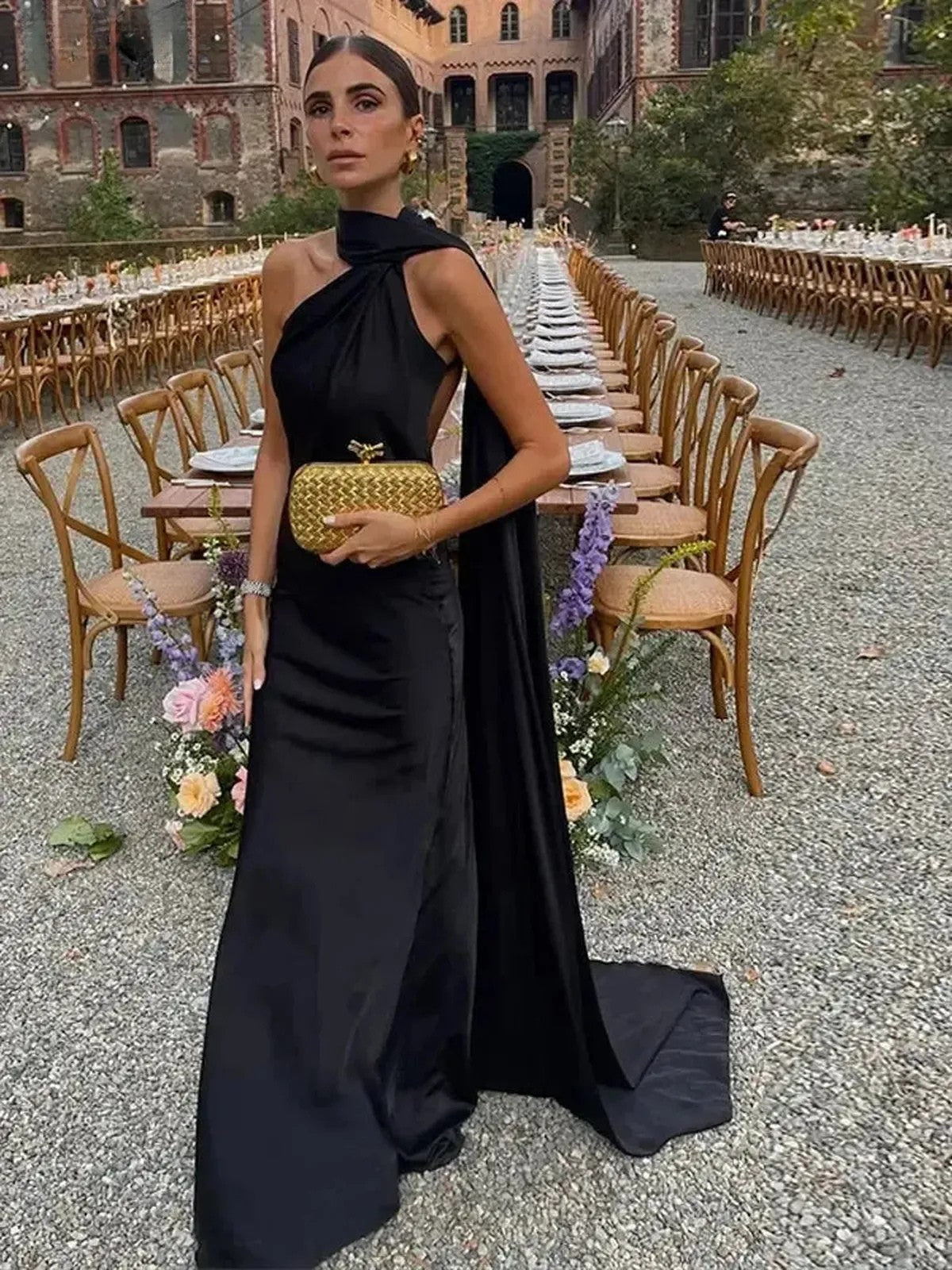Robe Satinée Dos Nu-Saylana