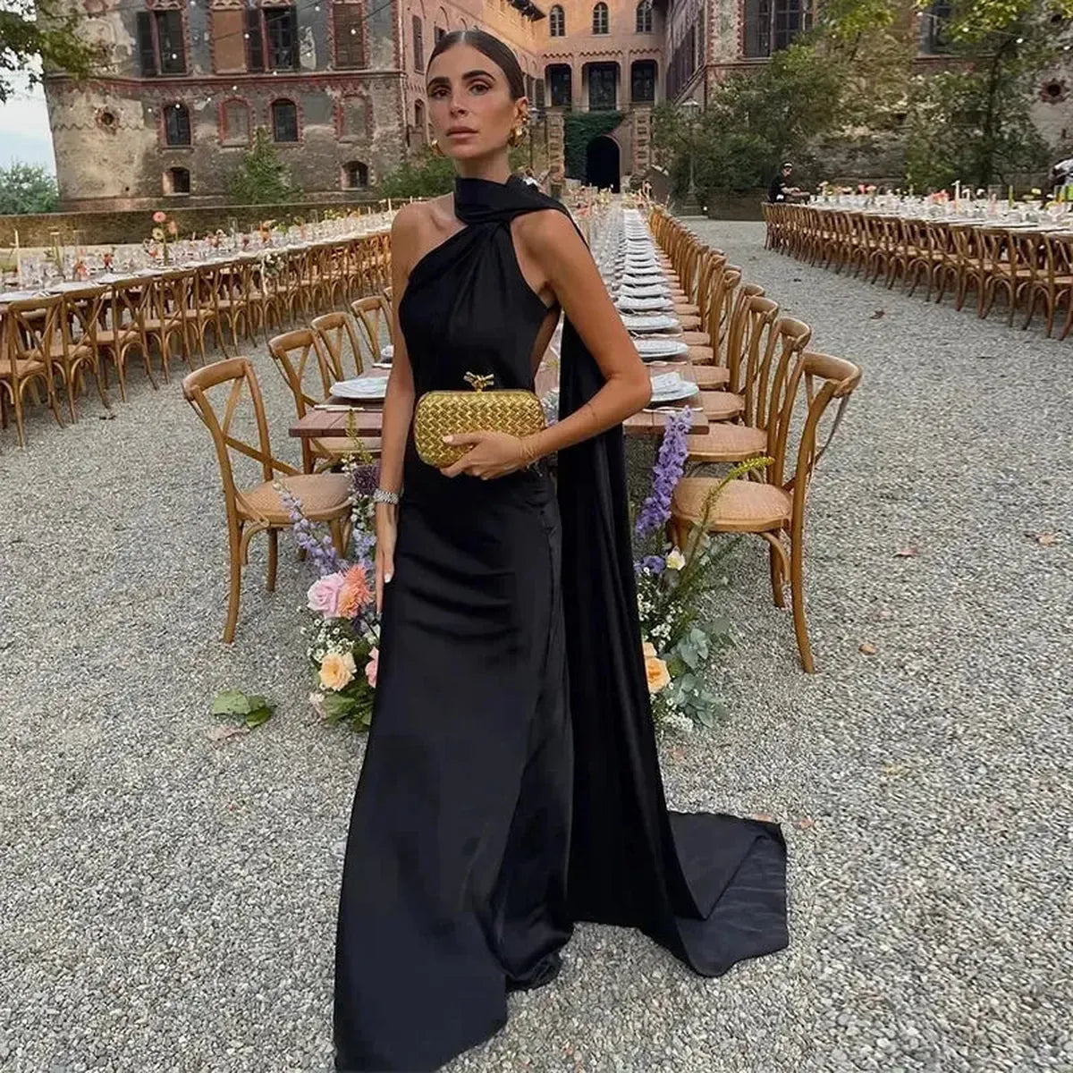 Robe Satinée Dos Nu-Saylana