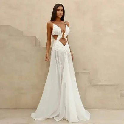 Robe Sexy Col V Fendue Chic-Saylana