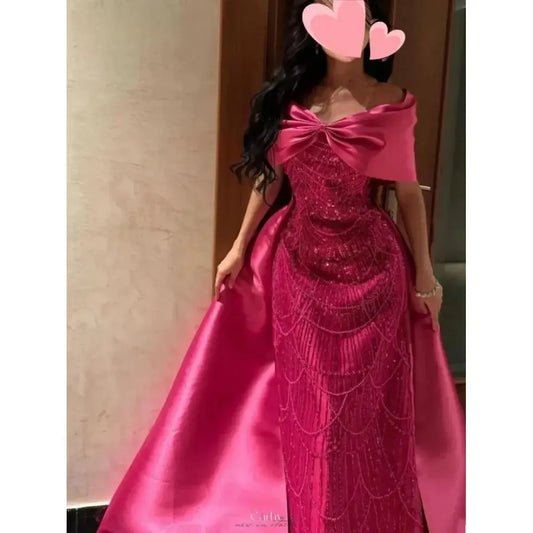 Robe Sirène Rouge Nœud Chic-Saylana