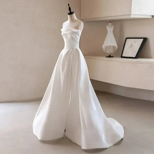Robe Traînante Épaule Nue Élégante-Saylana