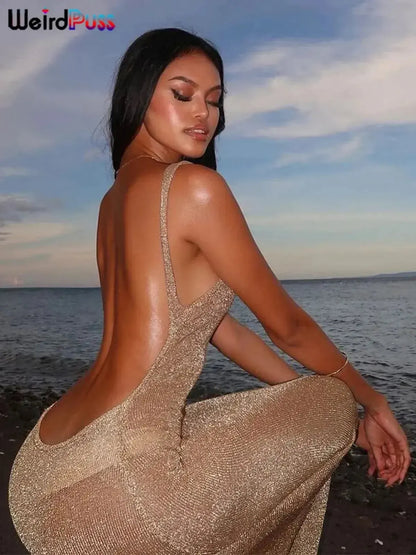 Robe Transparente Glitter Dos Nu-Saylana