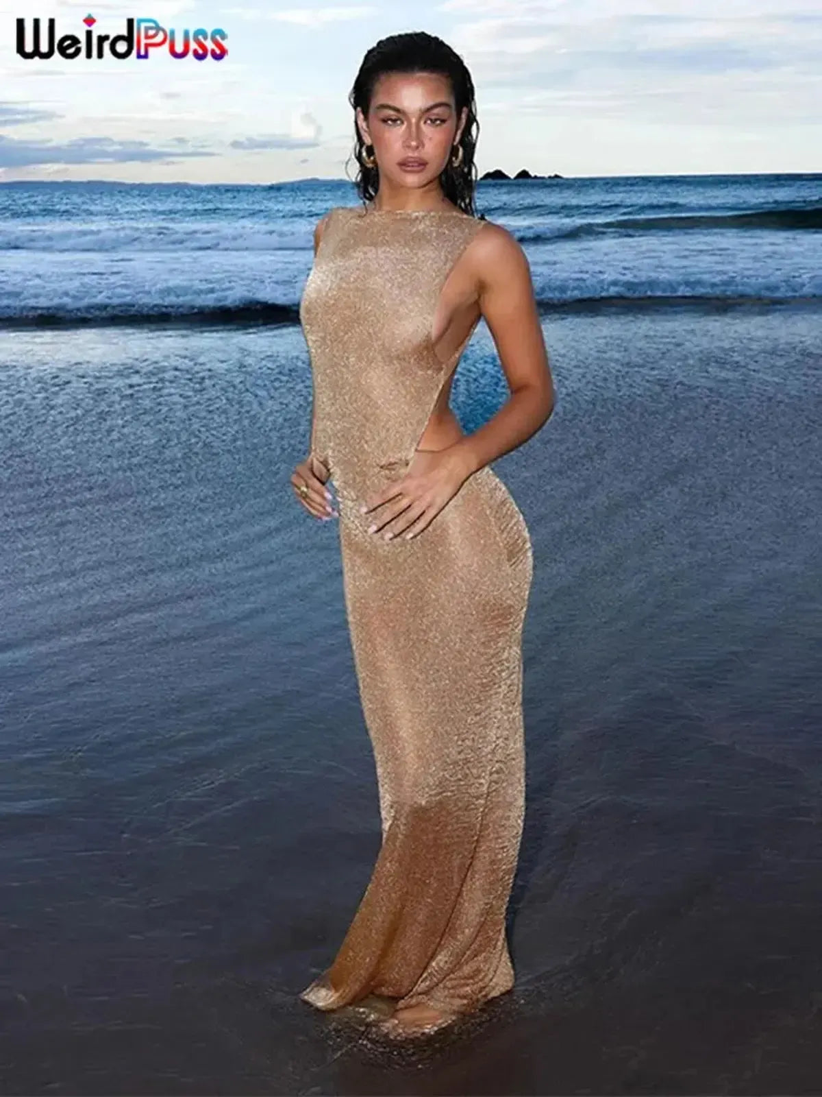 Robe Transparente Glitter Dos Nu-Saylana