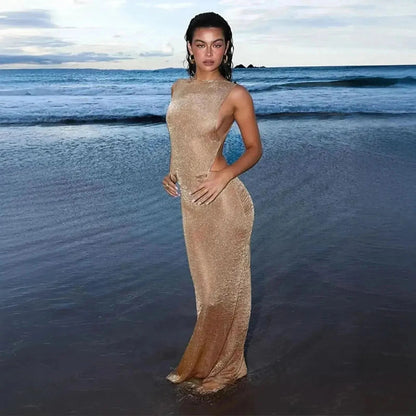 Robe Transparente Glitter Dos Nu - Saylana