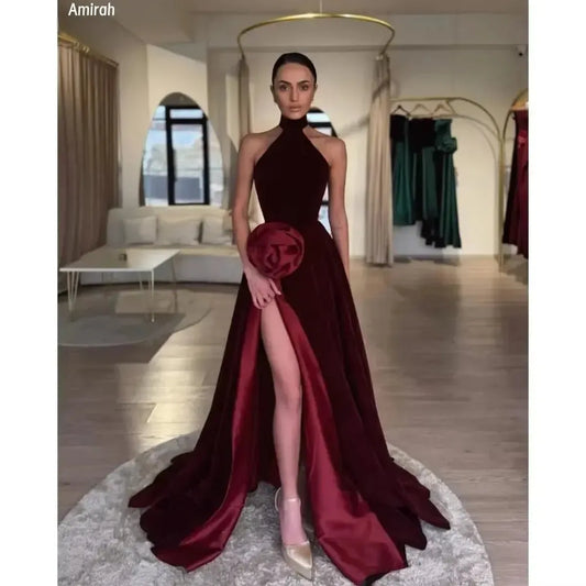 Robe Velours Fendue-Saylana