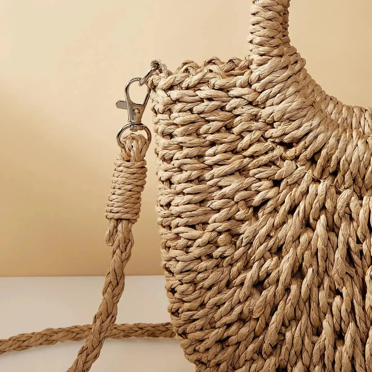 Sac de Plage Demi-Lune en Paille-Saylana