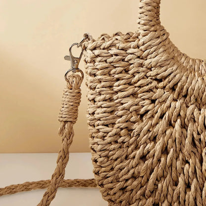 Sac de Plage Demi-Lune en Paille-Saylana
