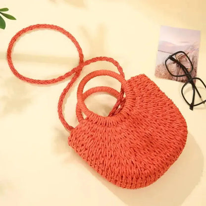 Sac de Plage Demi-Lune en Paille-Saylana