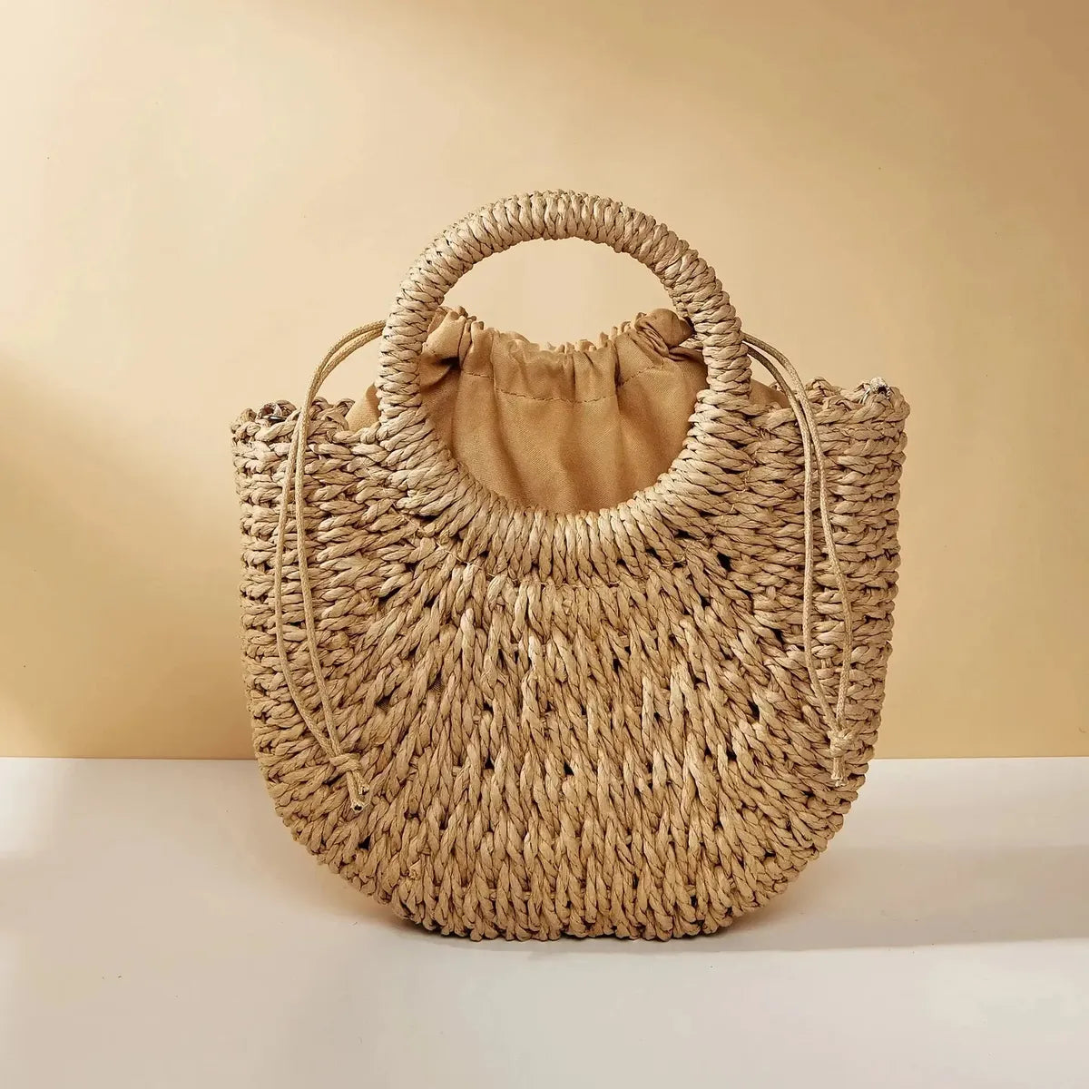 Sac de Plage Demi-Lune en Paille-Saylana