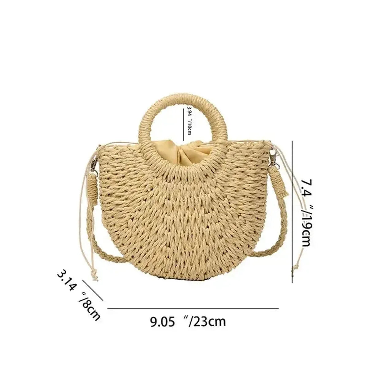Sac de Plage Demi-Lune en Paille-Saylana
