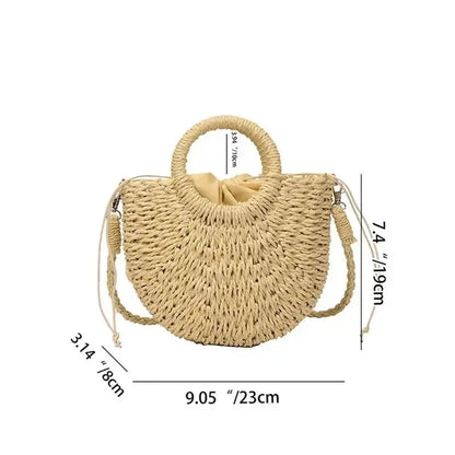 Sac de Plage Demi-Lune en Paille-Saylana