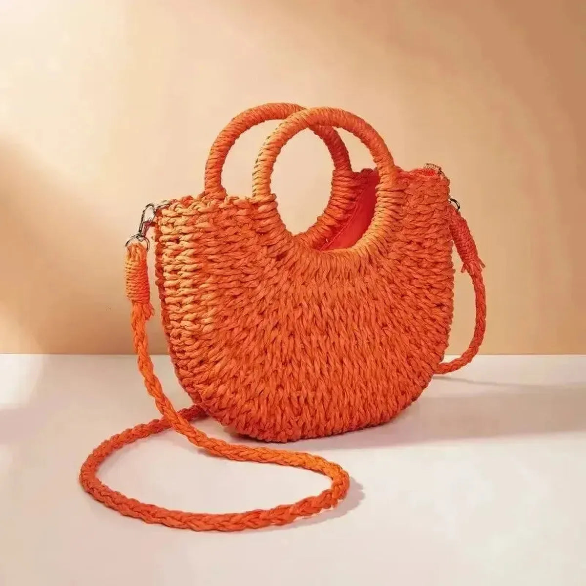 Sac de Plage Demi-Lune en Paille-Saylana
