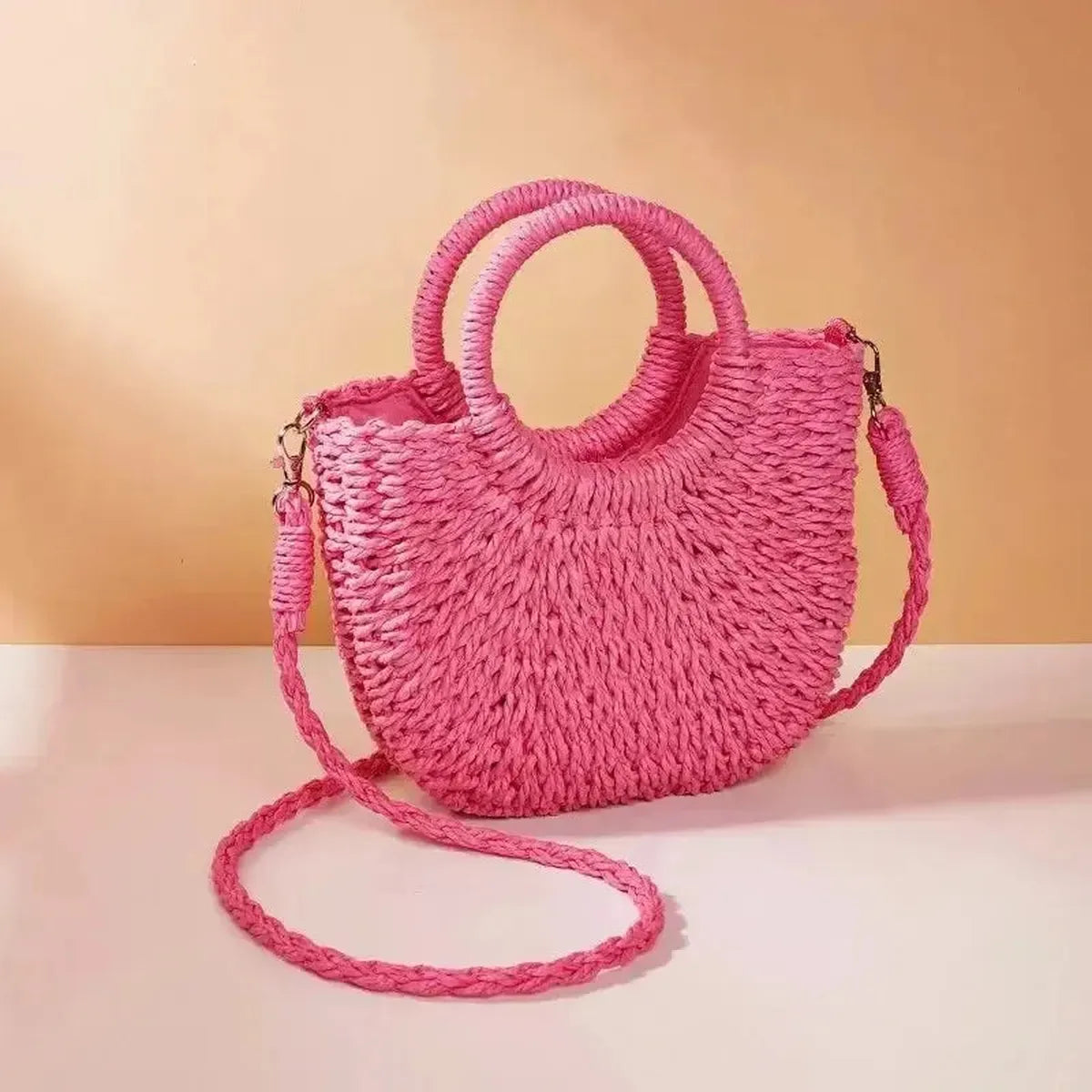 Sac de Plage Demi-Lune en Paille-Saylana