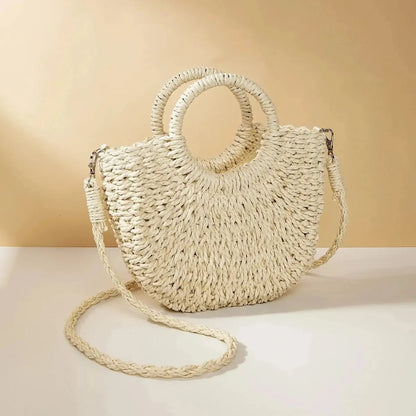 Sac de Plage Demi-Lune en Paille-Saylana