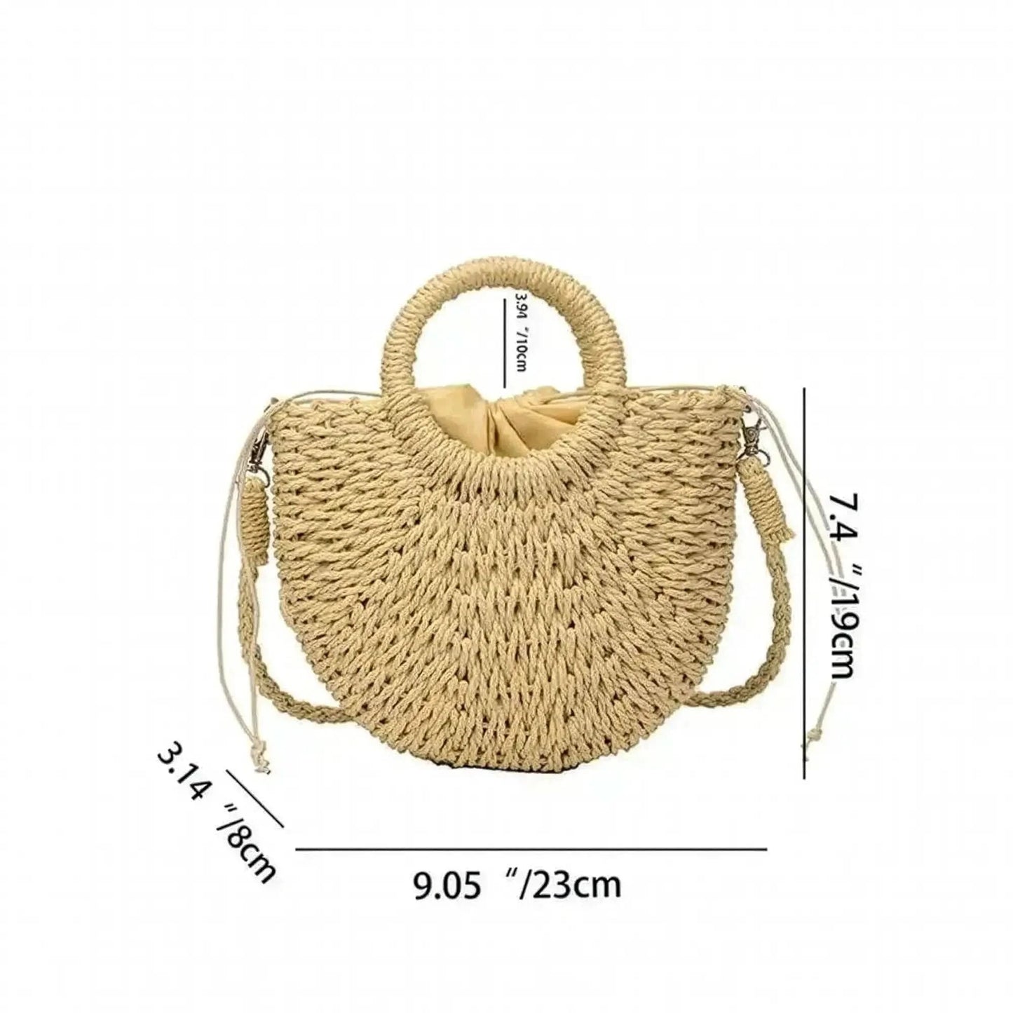Sac de Plage Demi - Lune en Paille - Saylana
